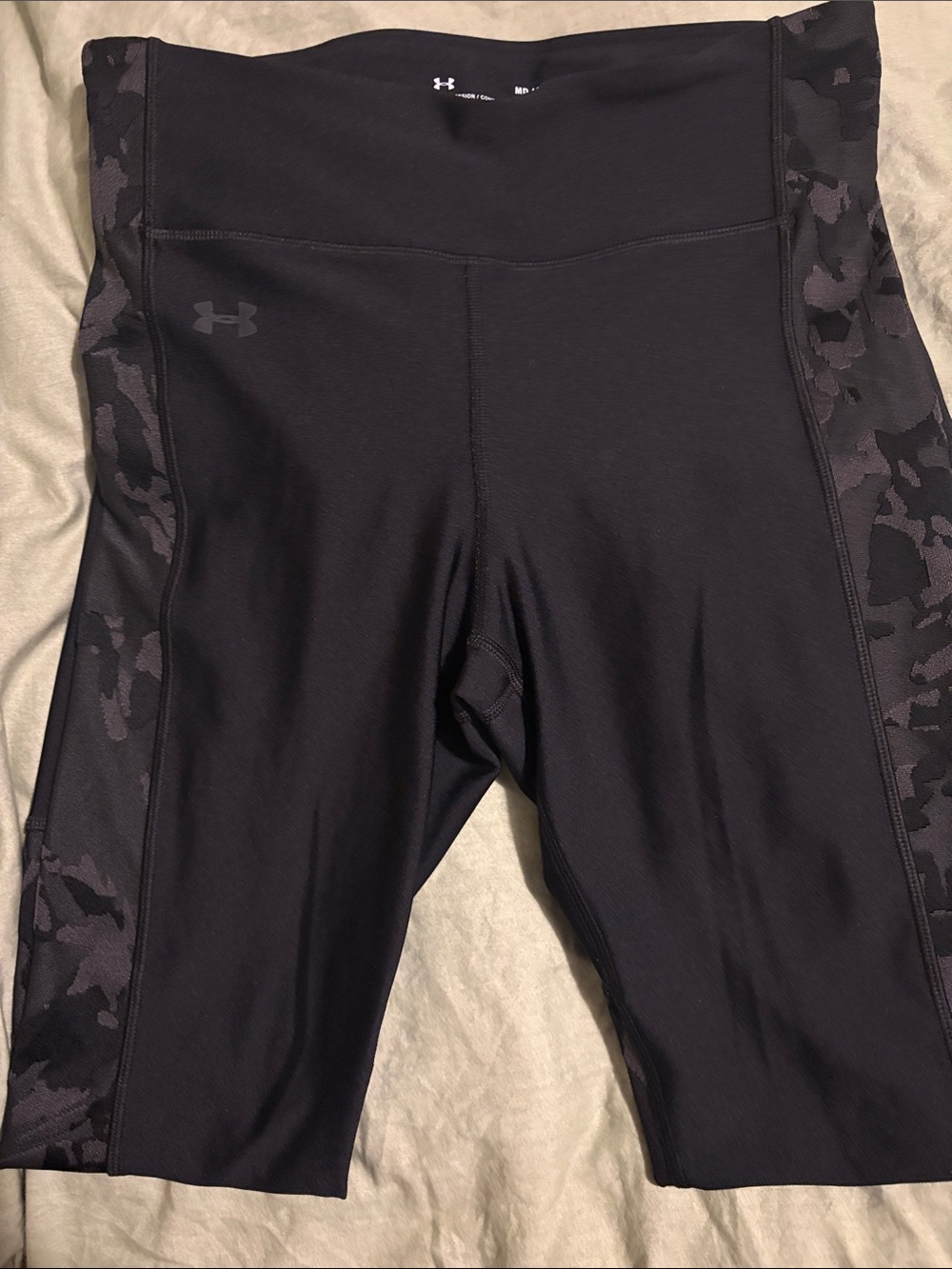 Under Armour women’s  Black Leggings with Dark Camo Side Panels